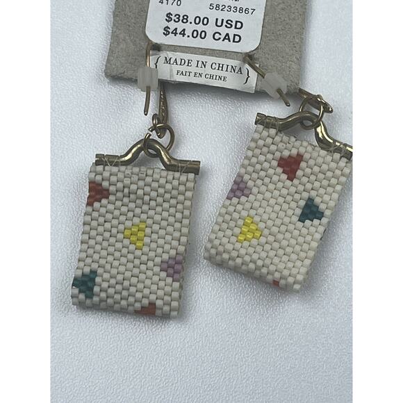 Anthropologies Earrings NWT Beaded Triangle Hook Pierced Earrings $38 - Picture 8 of 8